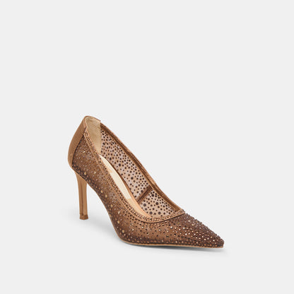 Kashe Crystal Mid Brown Mesh Heels Dolce Vita