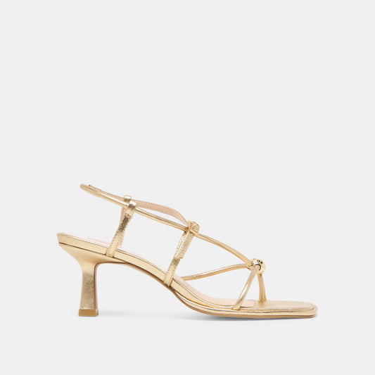 Mylee Gold Distressed Leather Heels Dolce Vita