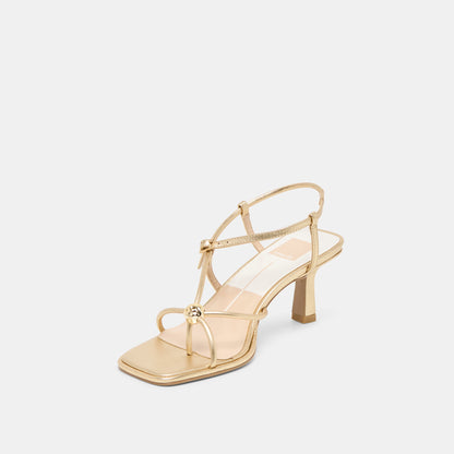 Mylee Gold Distressed Leather Heels Dolce Vita