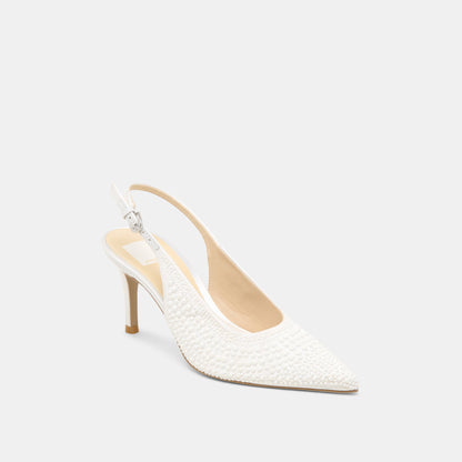 Elasi Pearl Off White Satin Heels Dolce Vita
