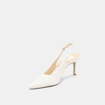 Elasi Pearl Off White Satin Heels Dolce Vita