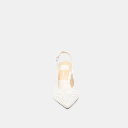 Elasi Pearl Off White Satin Heels Dolce Vita