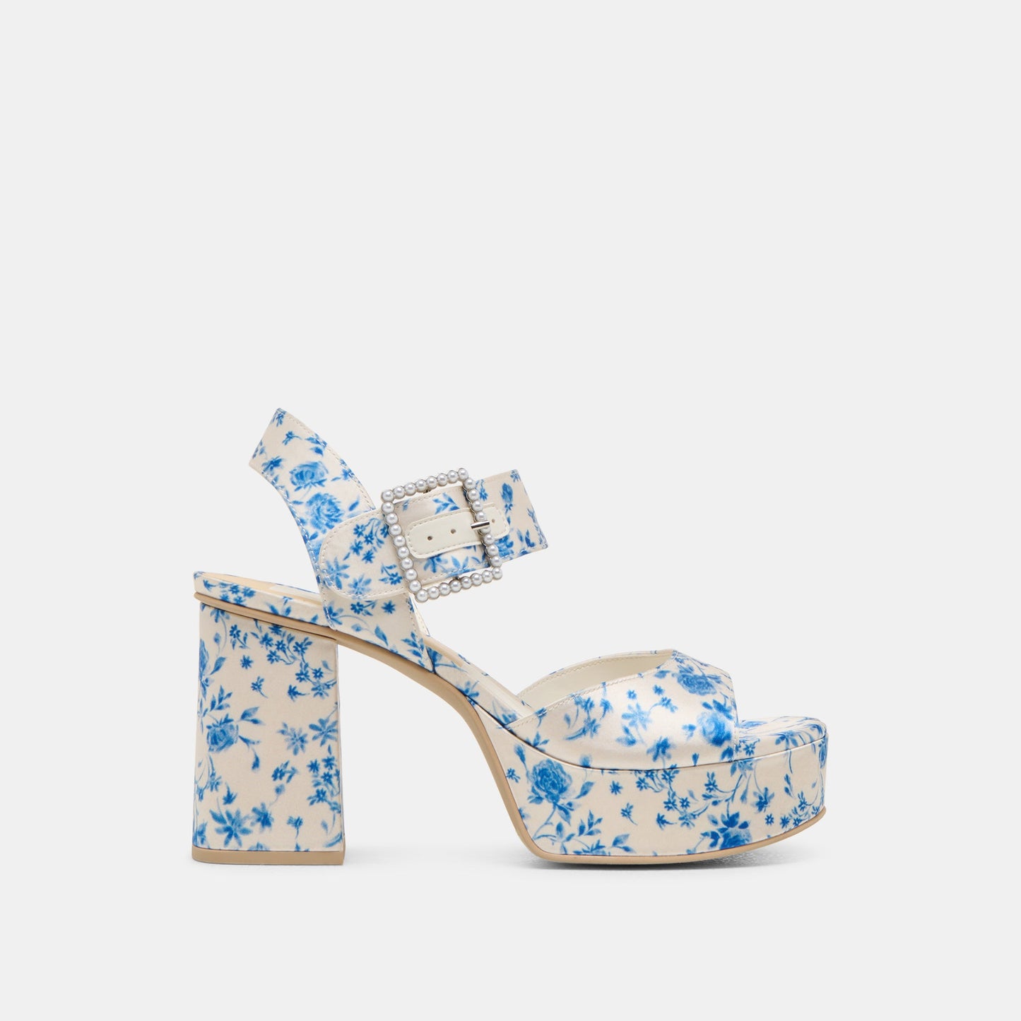 Bobby Pearl Blue Floral Satin Heels Dolce Vita