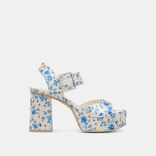 Bobby Pearl Blue Floral Satin Heels Dolce Vita