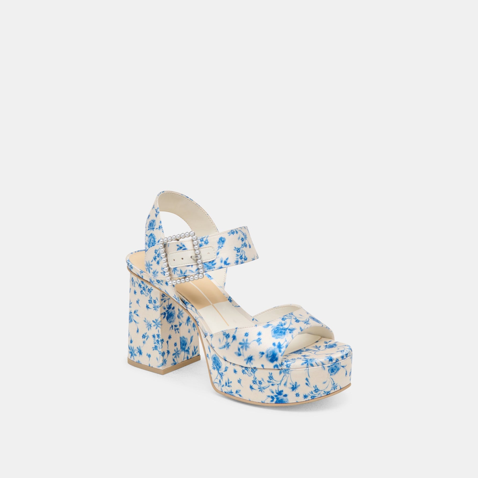 Bobby Pearl Blue Floral Satin Heels Dolce Vita
