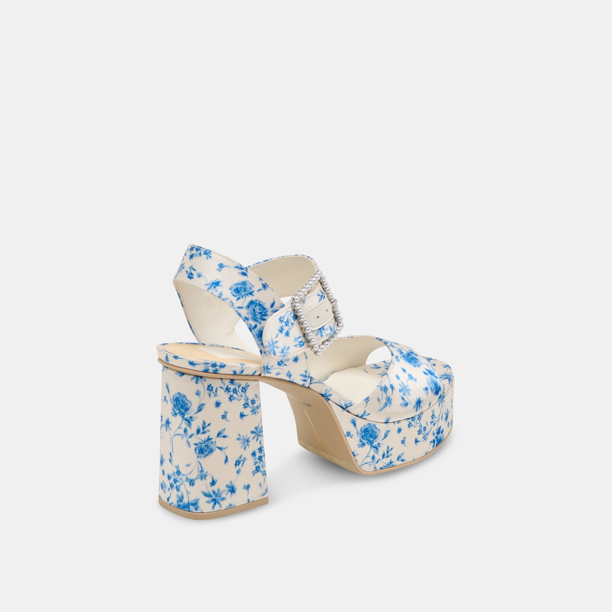 Bobby Pearl Blue Floral Satin Heels Dolce Vita