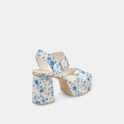 Bobby Pearl Blue Floral Satin Heels Dolce Vita
