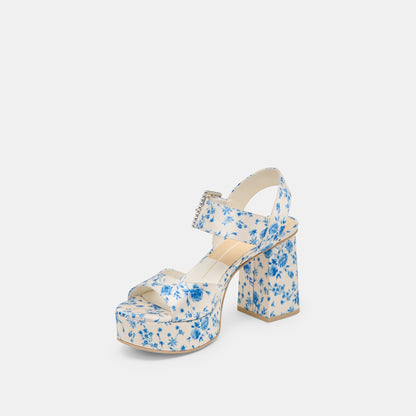 Bobby Pearl Blue Floral Satin Heels Dolce Vita