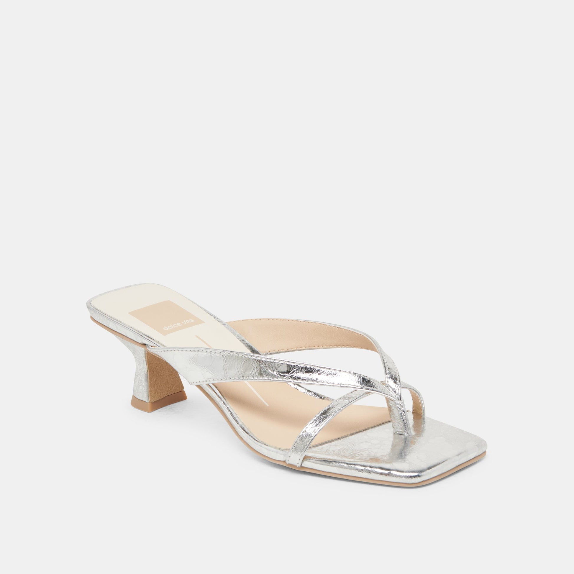 BREVEL HEELS SILVER DISTRESSED LEATHER Dolce Vita