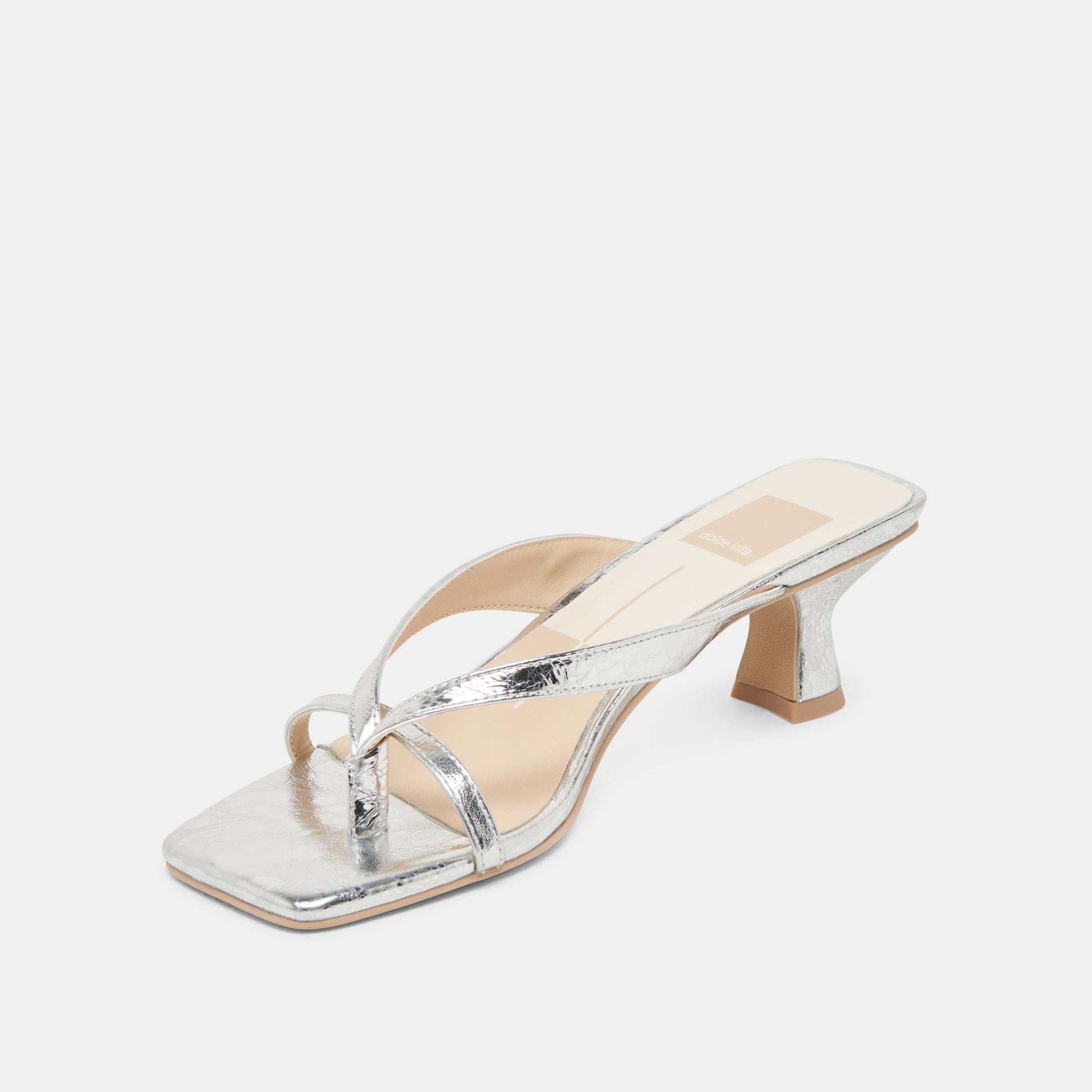 BREVEL HEELS SILVER DISTRESSED LEATHER Dolce Vita