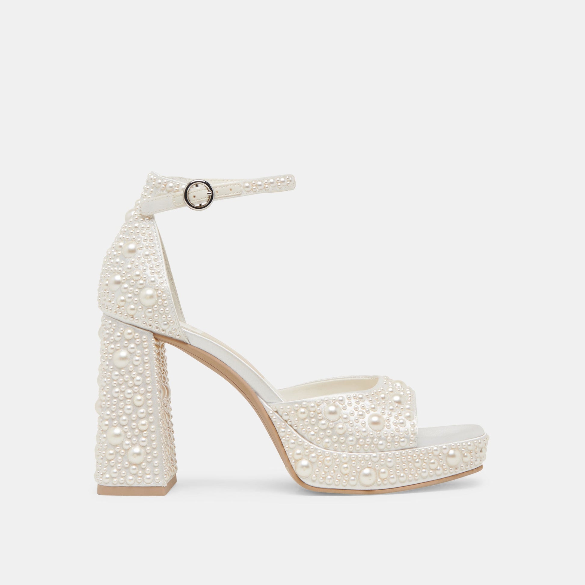 PANDRO PEARL WIDE HEELS TRUE WHITE SATIN Dolce Vita