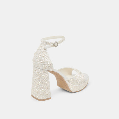 PANDRO PEARL WIDE HEELS TRUE WHITE SATIN Dolce Vita