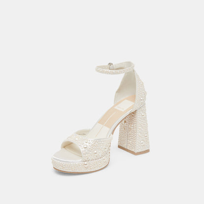 PANDRO PEARL WIDE HEELS TRUE WHITE SATIN Dolce Vita
