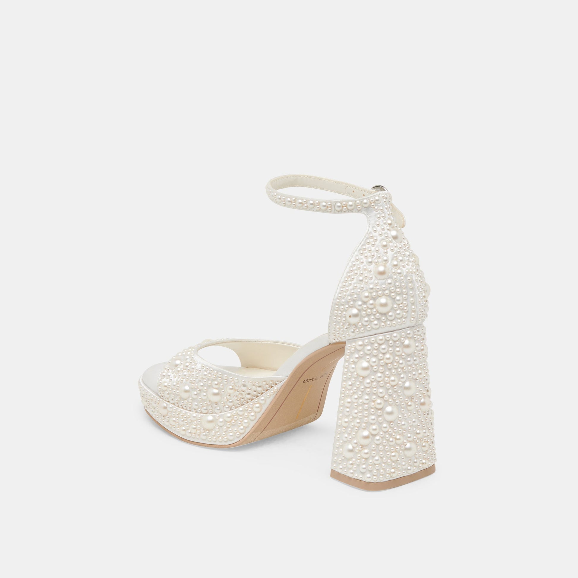 PANDRO PEARL WIDE HEELS TRUE WHITE SATIN Dolce Vita