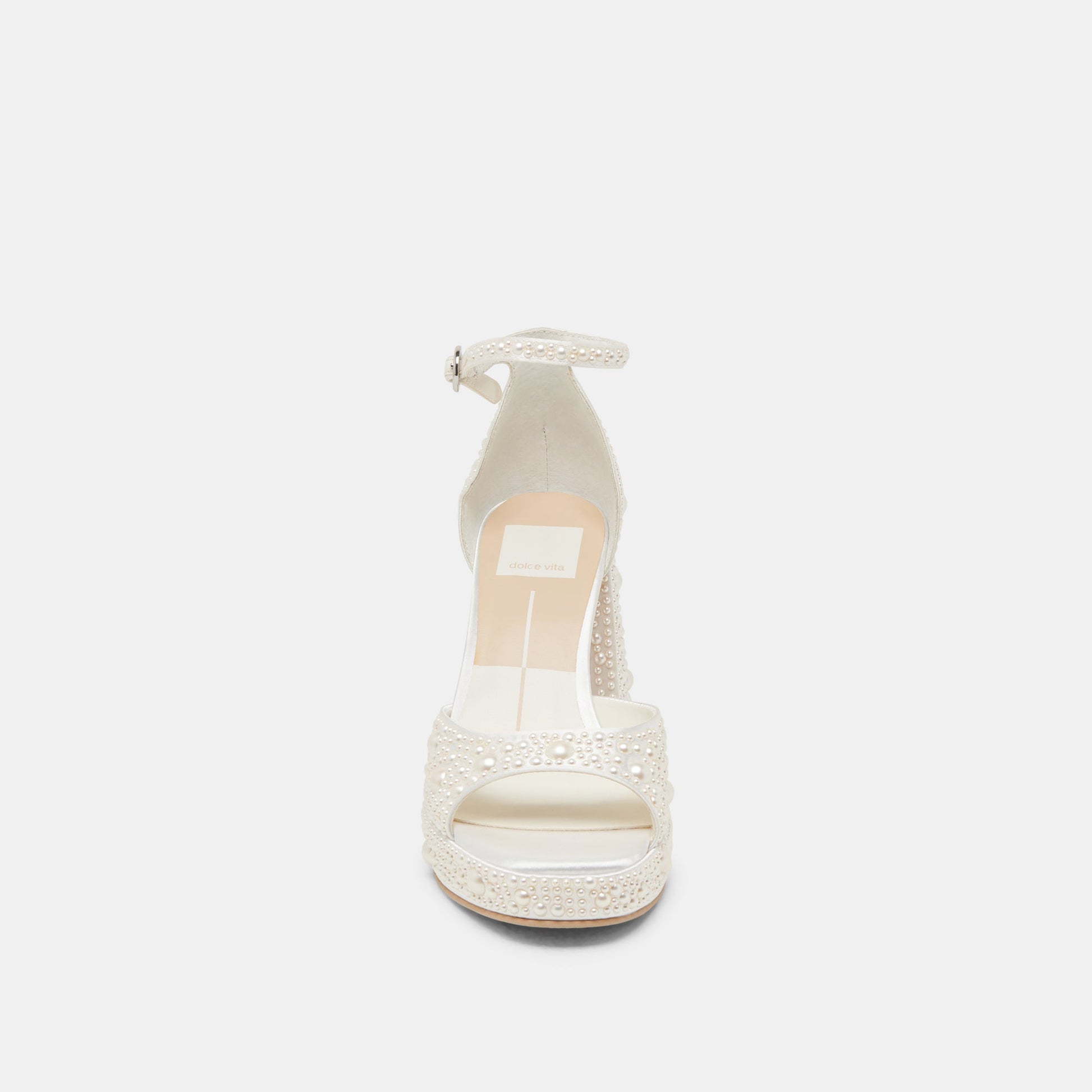 PANDRO PEARL WIDE HEELS TRUE WHITE SATIN Dolce Vita