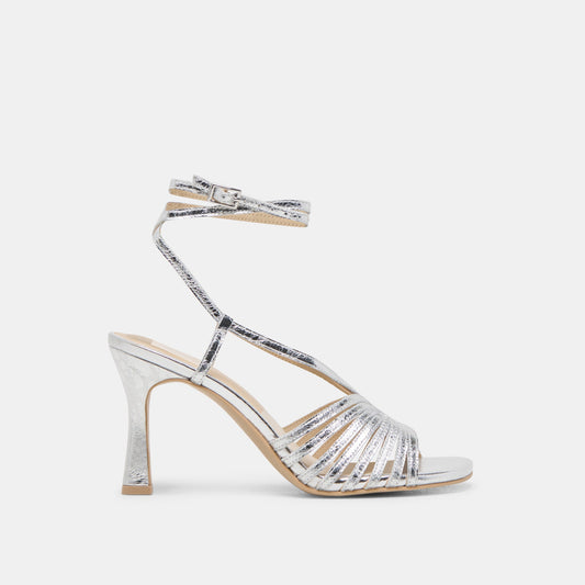 Nivana Silver Distressed Leather Heels Dolce Vita