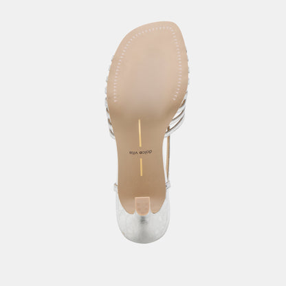 Nivana Silver Distressed Leather Heels Dolce Vita
