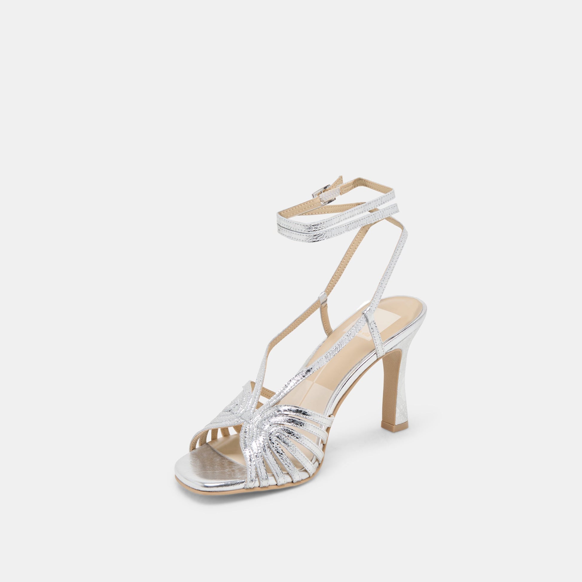 Nivana Silver Distressed Leather Heels Dolce Vita