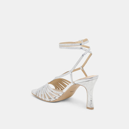 Nivana Silver Distressed Leather Heels Dolce Vita