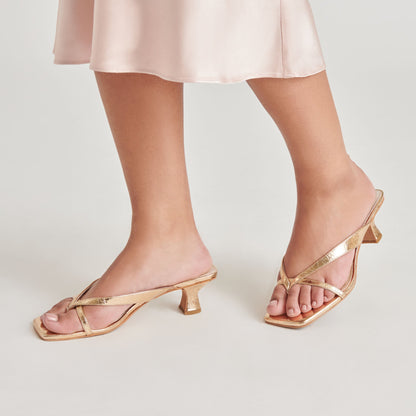 BREVEL HEELS GOLD DISTRESSED LEATHER Dolce Vita
