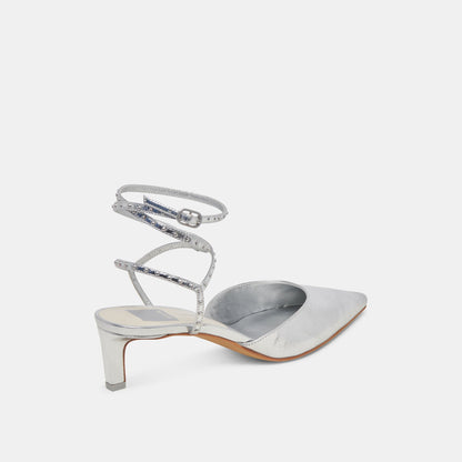 LOKLYN STUD HEELS SILVER CRINKLE PATENT Dolce Vita