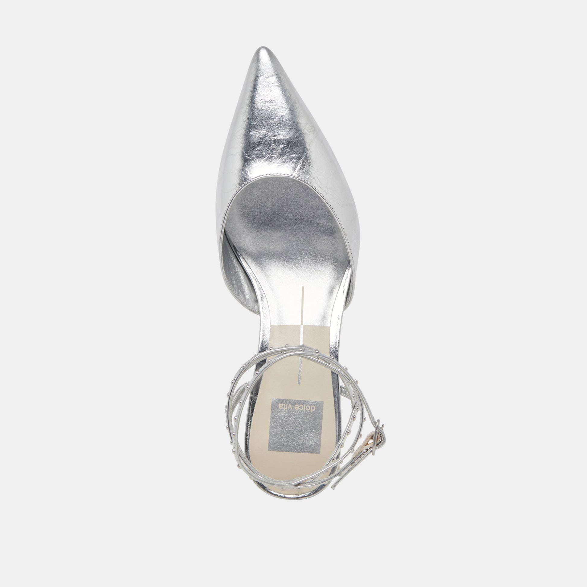 LOKLYN STUD HEELS SILVER CRINKLE PATENT Dolce Vita