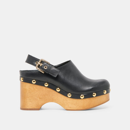 Adelan Black Leather Clogs Dolce Vita