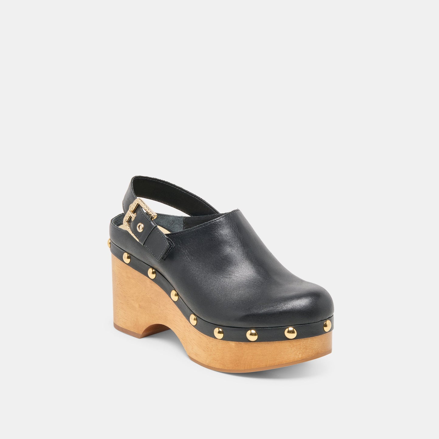 Adelan Black Leather Clogs Dolce Vita