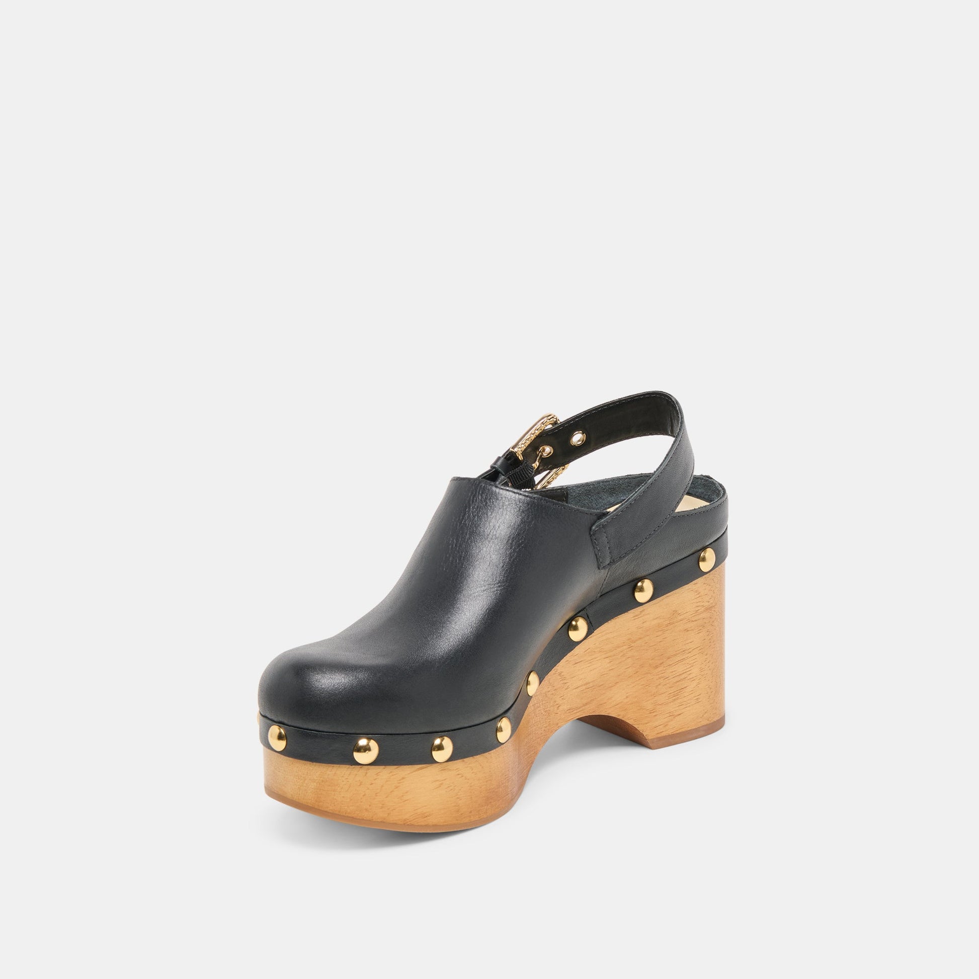 Adelan Black Leather Clogs Dolce Vita
