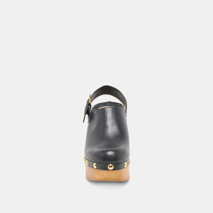 Adelan Black Leather Clogs Dolce Vita