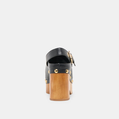 Adelan Black Leather Clogs Dolce Vita
