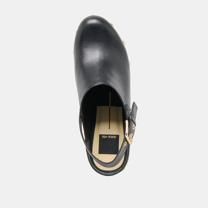 Adelan Black Leather Clogs Dolce Vita