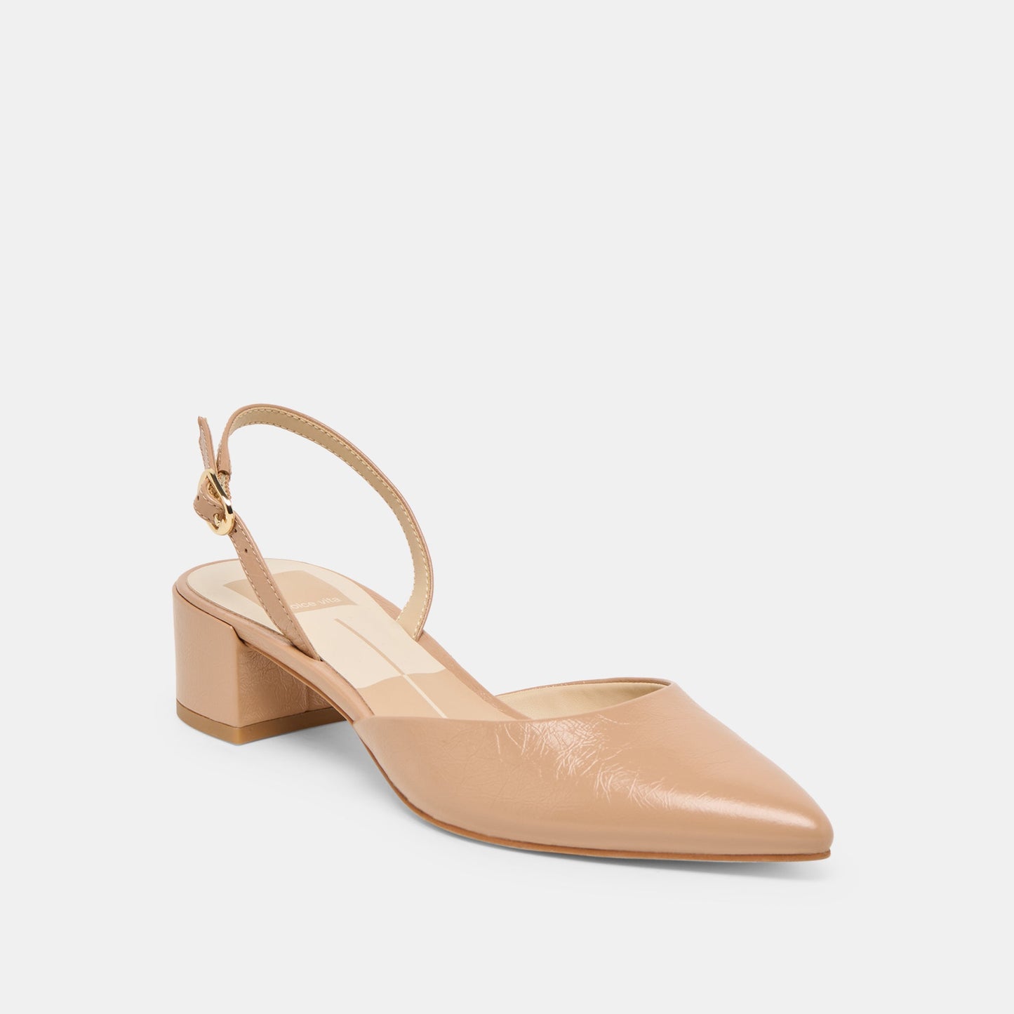 Carel Lt Tan Crinkle Patent Leather Heels Dolce Vita