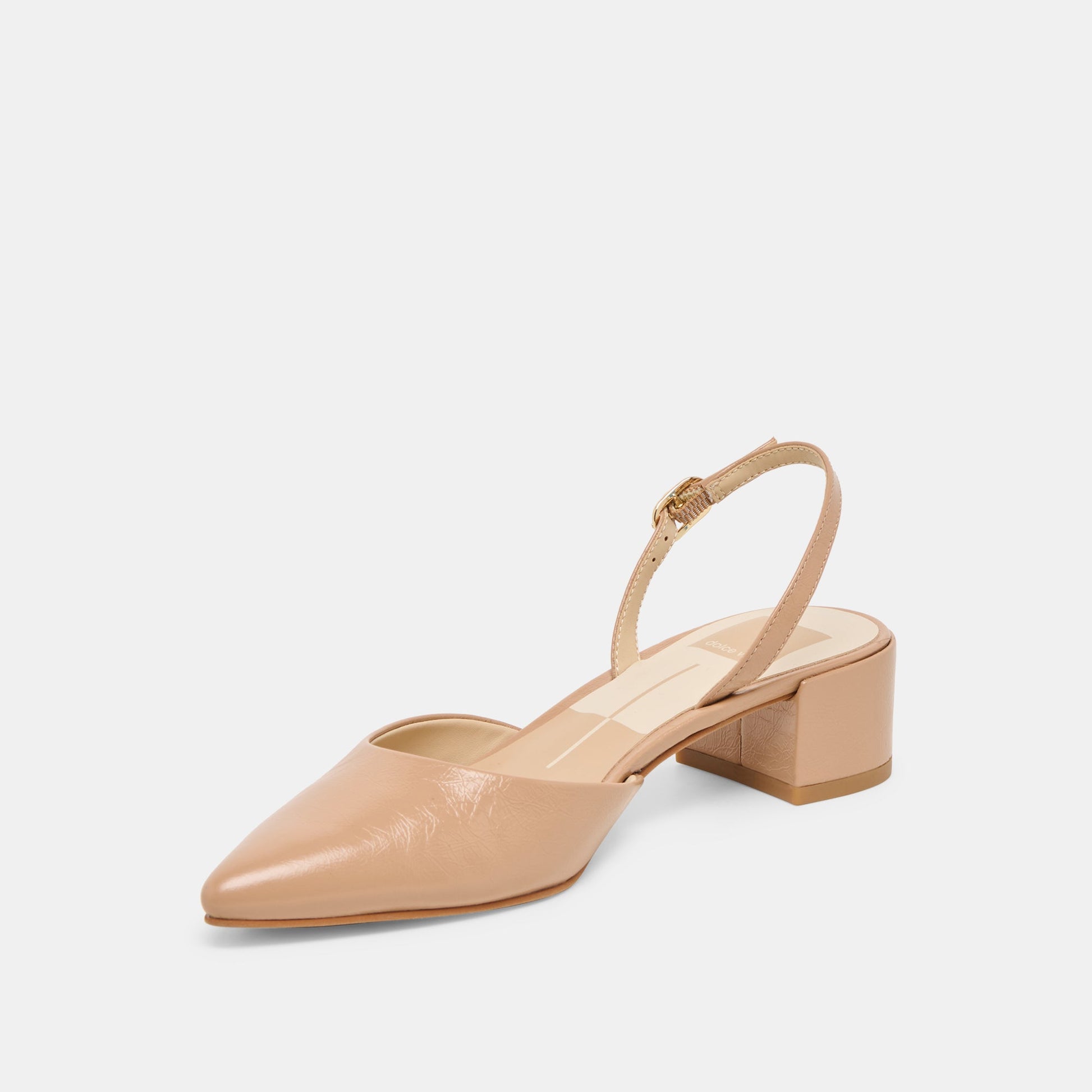 Carel Lt Tan Crinkle Patent Leather Heels Dolce Vita