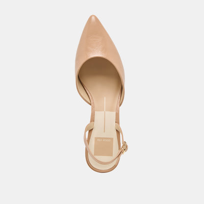 Carel Lt Tan Crinkle Patent Leather Heels Dolce Vita