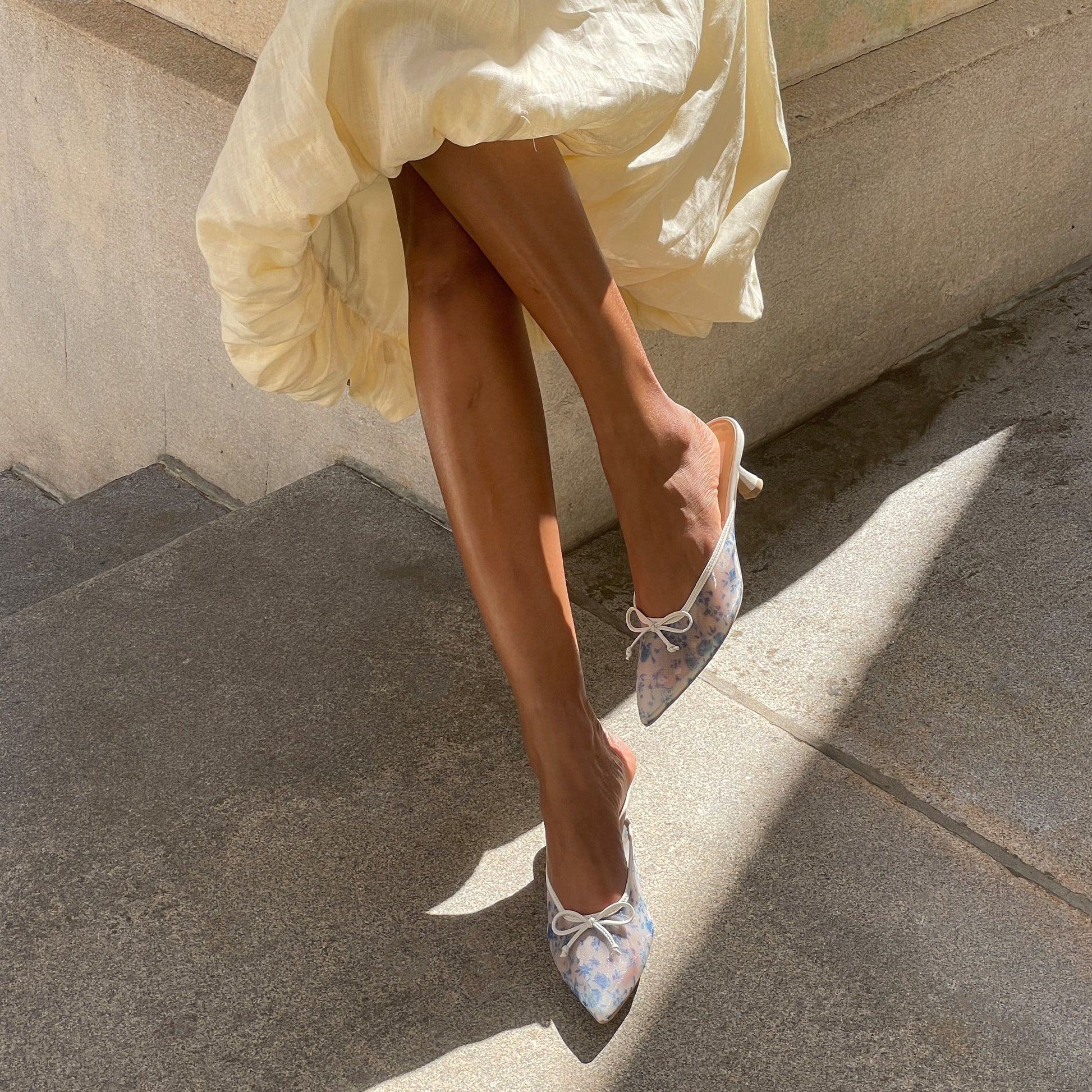 Cleo Blue Floral Mesh Heels Dolce Vita