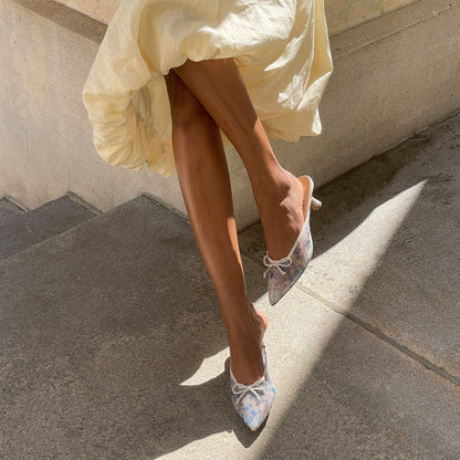 Cleo Blue Floral Mesh Heels Dolce Vita