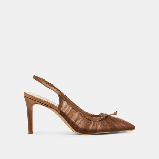 Yela Mid Brown Tulle Heels Dolce Vita