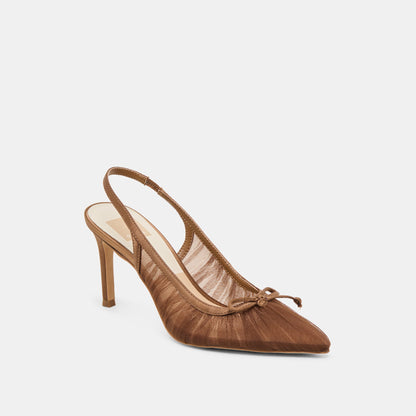 Yela Mid Brown Tulle Heels Dolce Vita