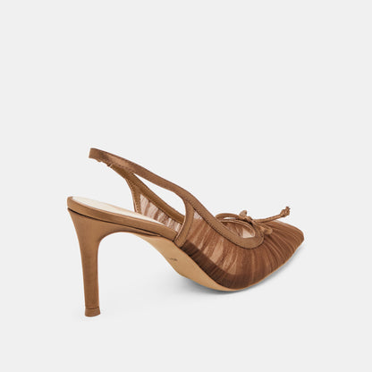 Yela Mid Brown Tulle Heels Dolce Vita