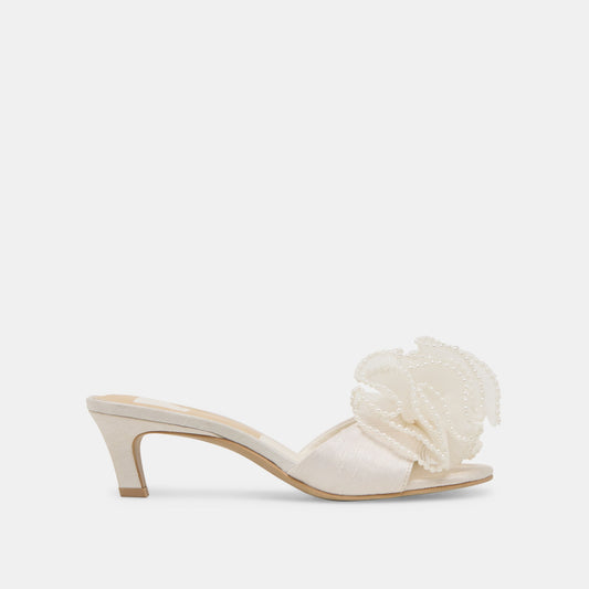 NARITA PEARL HEELS OFF WHITE SATIN Dolce Vita
