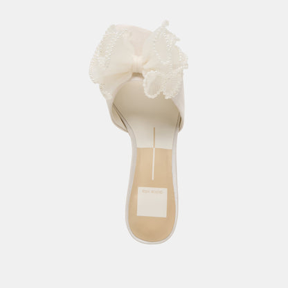 NARITA PEARL HEELS OFF WHITE SATIN Dolce Vita