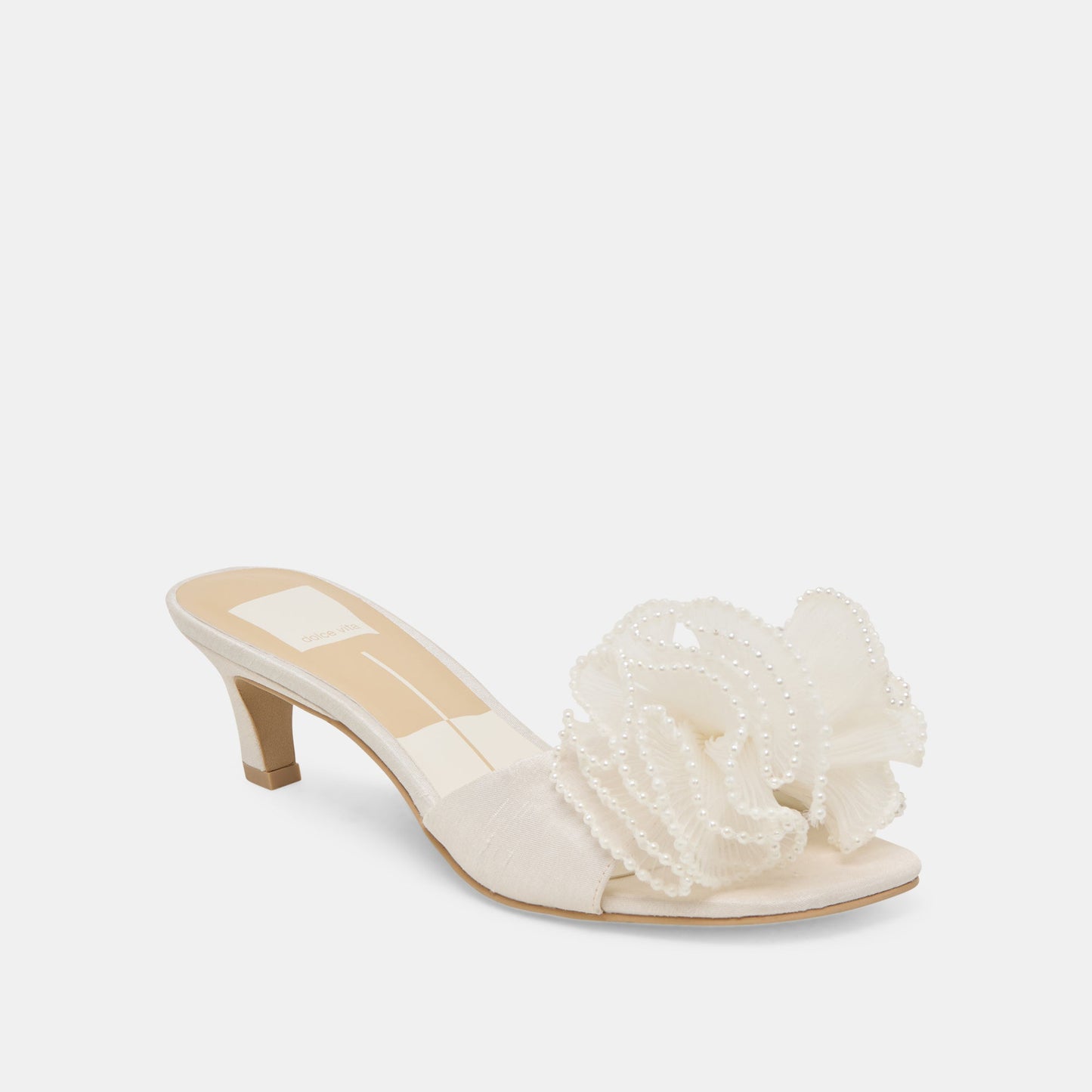 NARITA PEARL HEELS OFF WHITE SATIN Dolce Vita