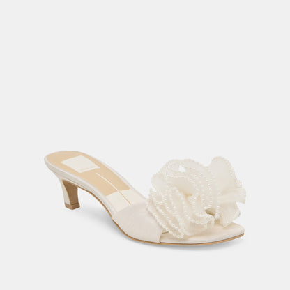 NARITA PEARL HEELS OFF WHITE SATIN Dolce Vita