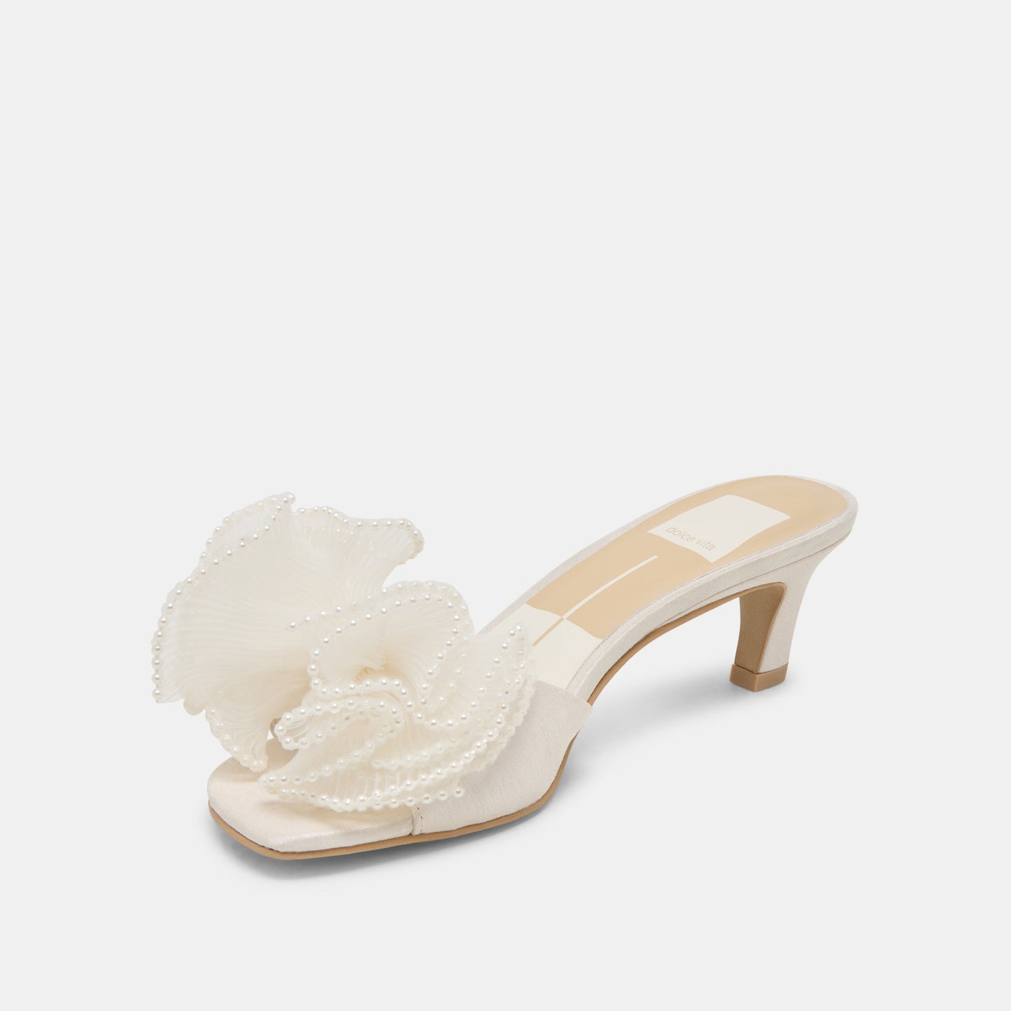 NARITA PEARL HEELS OFF WHITE SATIN Dolce Vita
