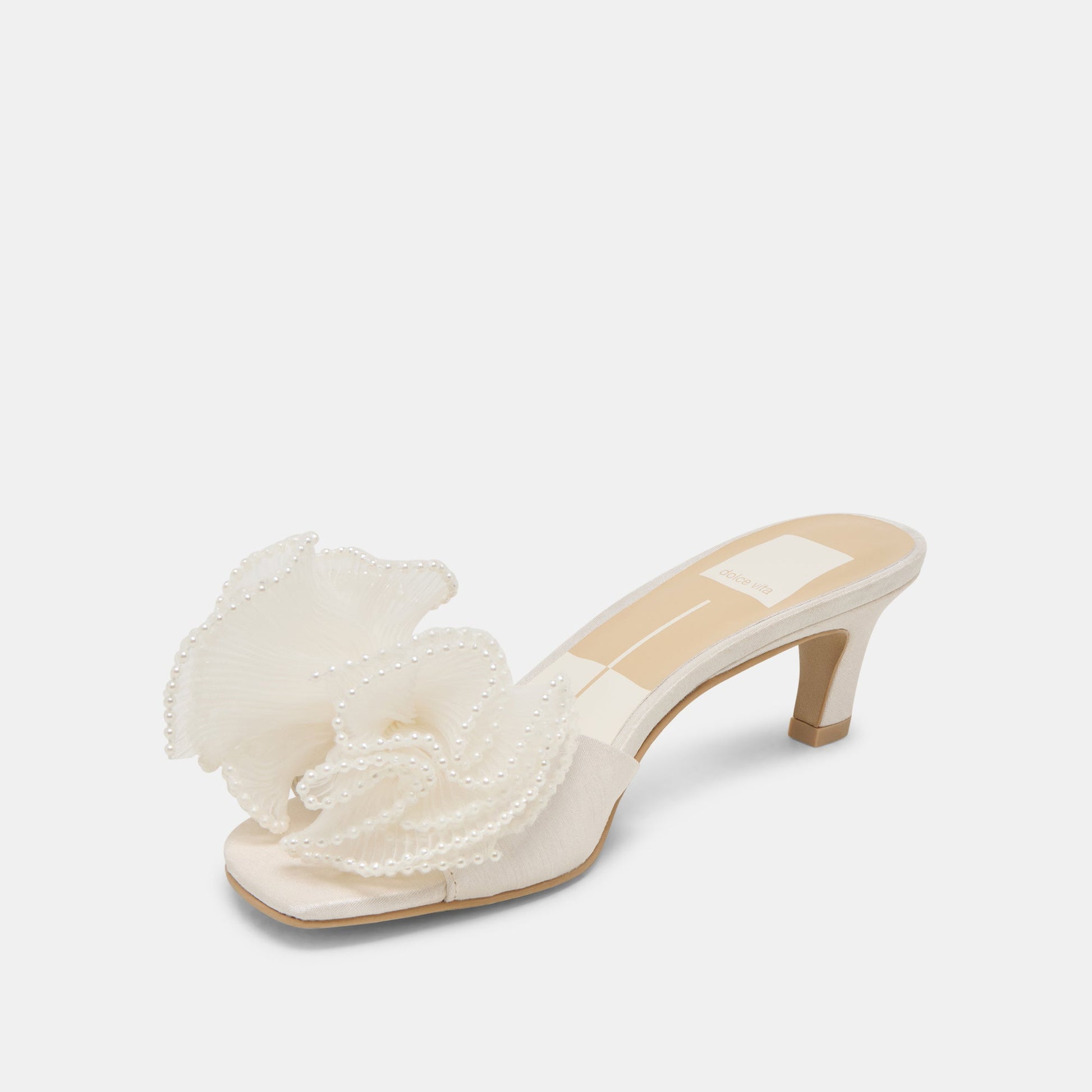 NARITA PEARL HEELS OFF WHITE SATIN Dolce Vita