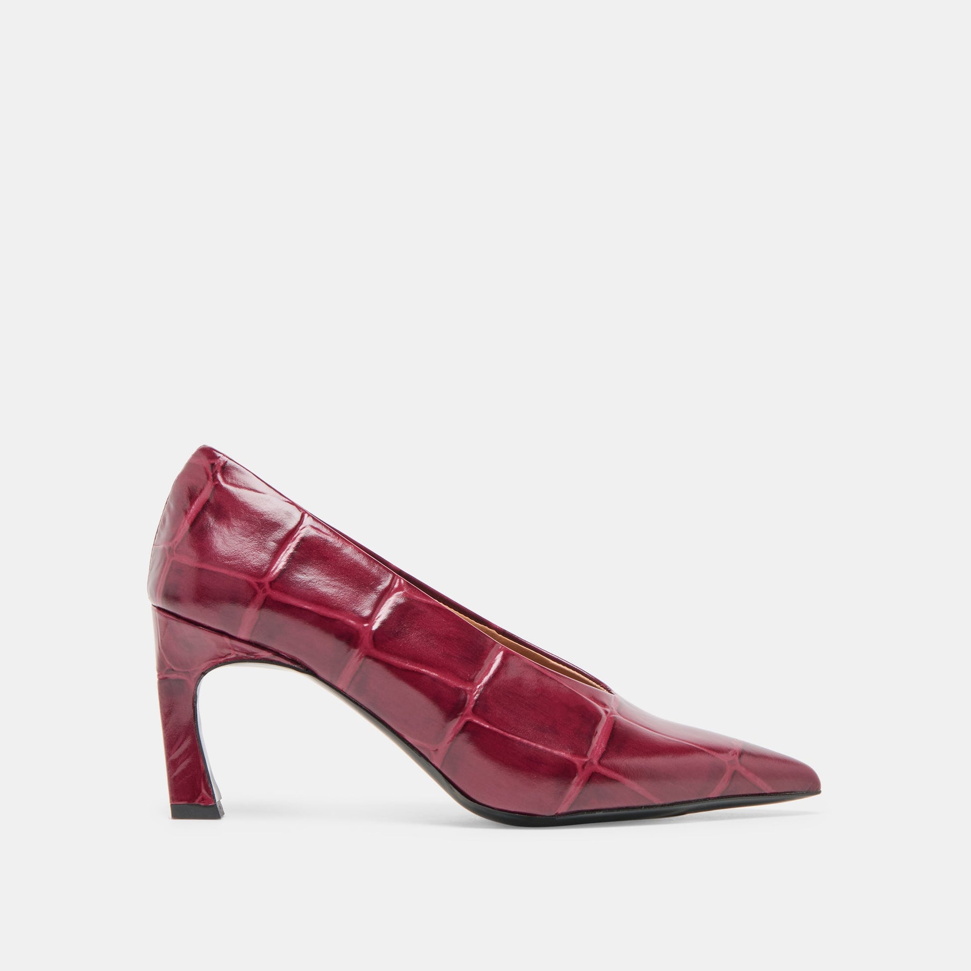 Midge Burgundy Croco Embossed Leather Heels Dolce Vita