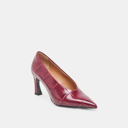 Midge Burgundy Croco Embossed Leather Heels Dolce Vita