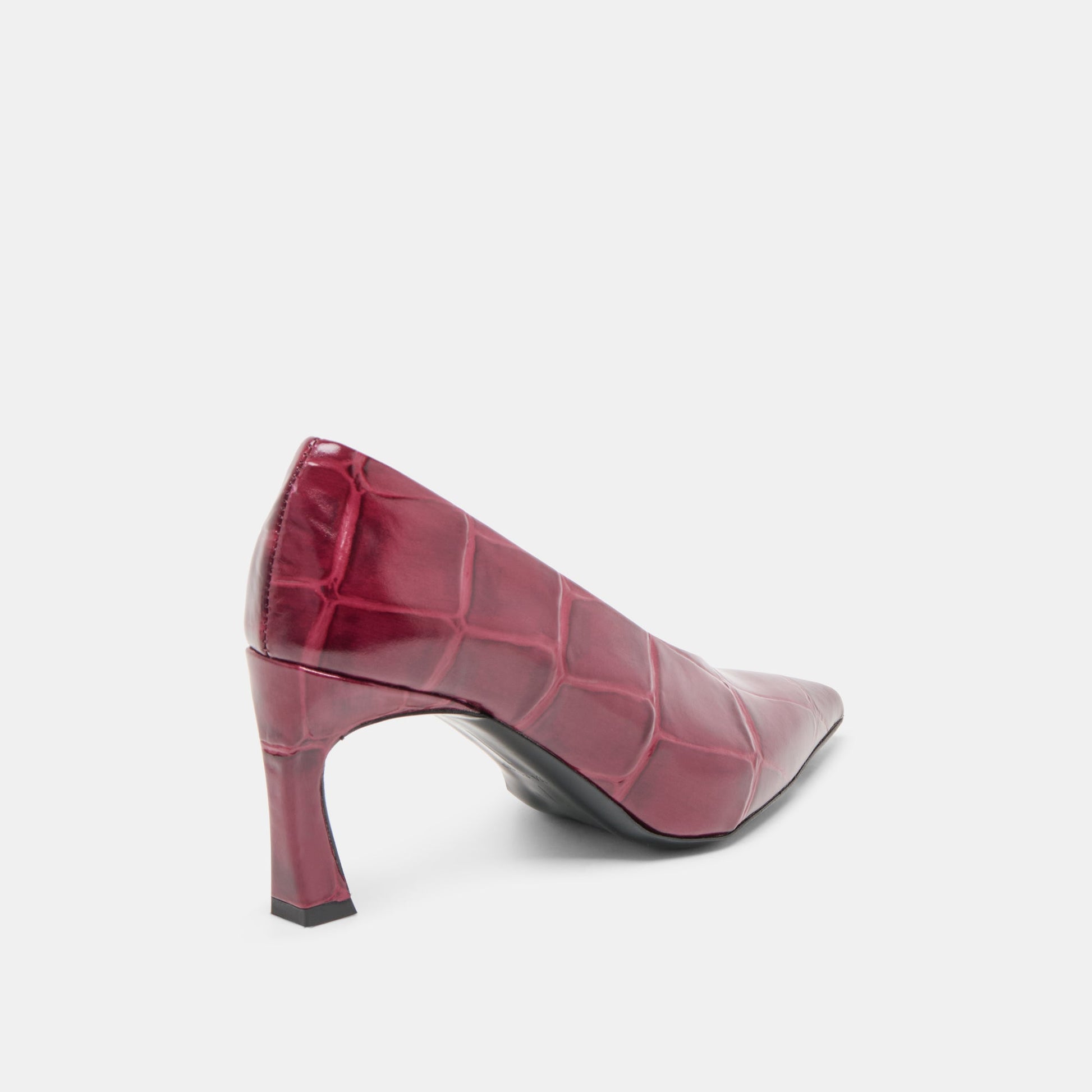 Midge Burgundy Croco Embossed Leather Heels Dolce Vita
