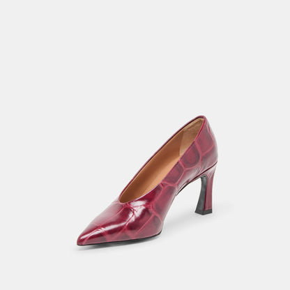 Midge Burgundy Croco Embossed Leather Heels Dolce Vita